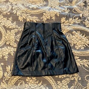 Zara black faux leather skirt